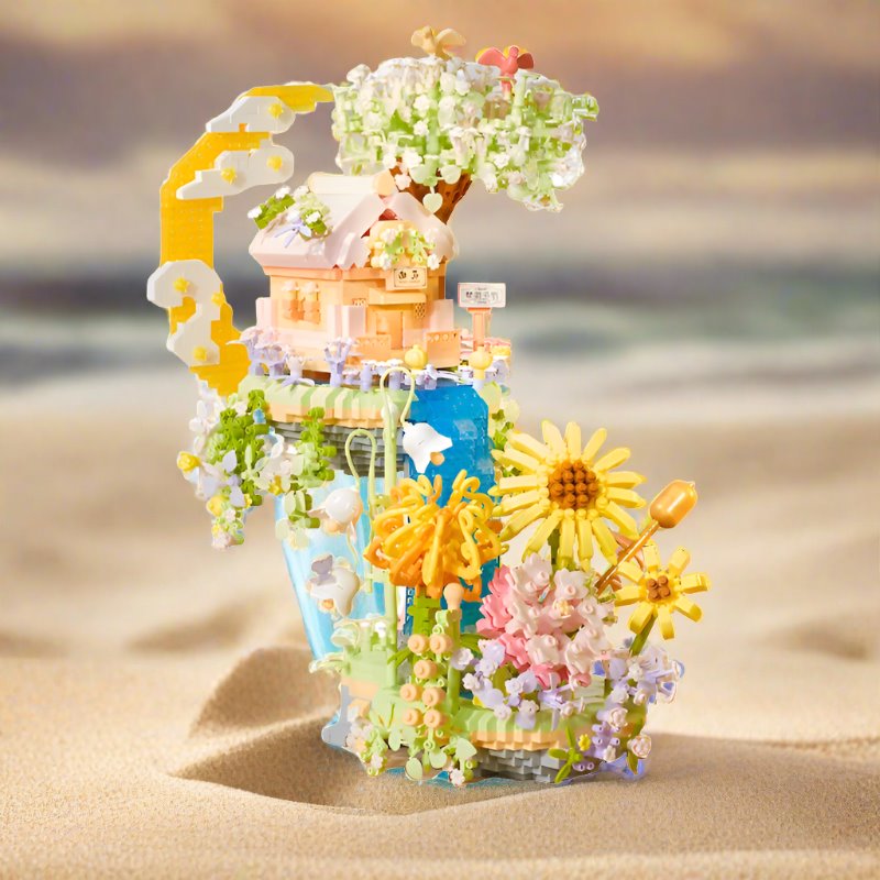 BowLift | Romantic Waterfall Orchard Villa Micro Building Blocks With Light