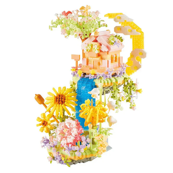 BowLift | Romantic Waterfall Orchard Villa Micro Building Blocks With Light