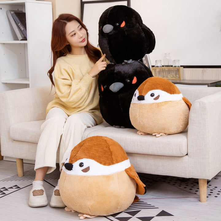 BowLift | Round Chonky Sparrow Raven Crow Bird Plushies