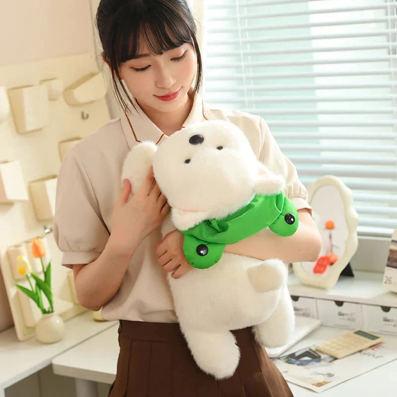 BowLift | Snowy the White Maltese Plushie with Frog Hat