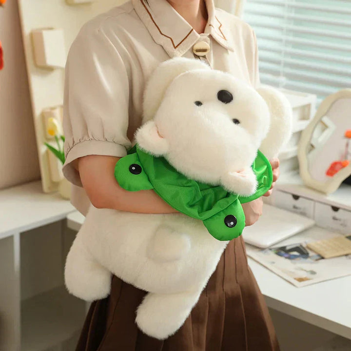 BowLift | Snowy the White Maltese Plushie with Frog Hat