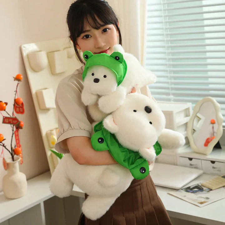 BowLift | Snowy the White Maltese Plushie with Frog Hat