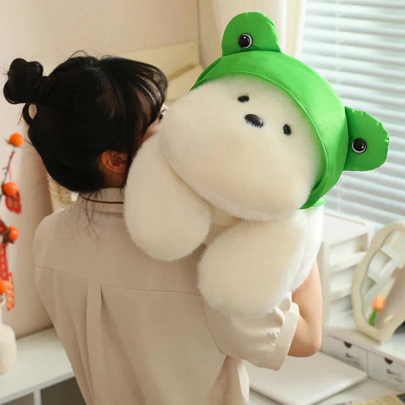 BowLift | Snowy the White Maltese Plushie with Frog Hat