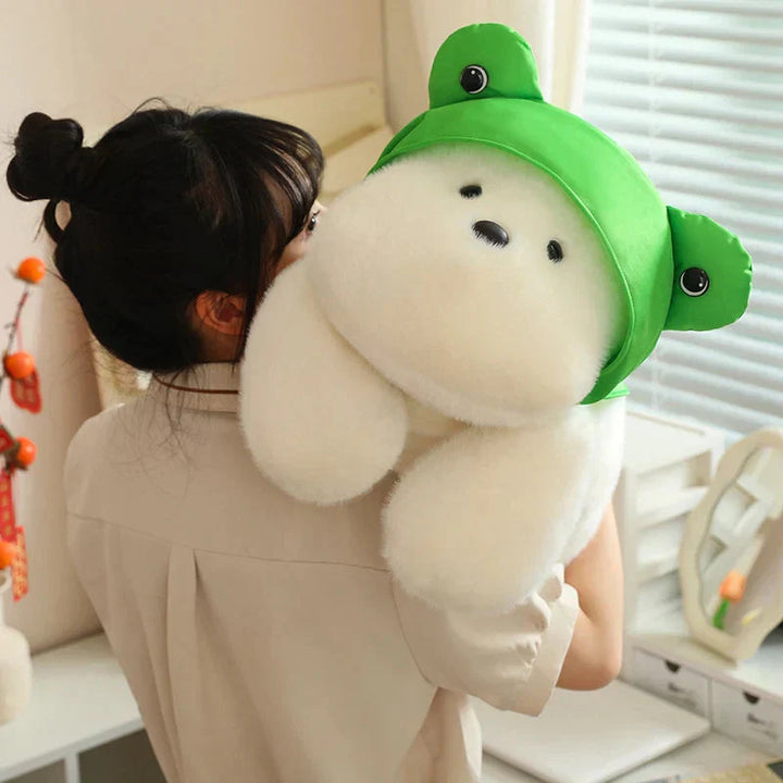 BowLift | Snowy the White Maltese Plushie with Frog Hat