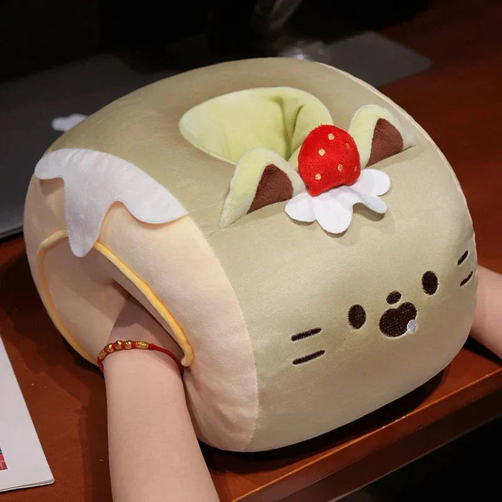 BowLift | Soft Cat Swiss Roll Cake Handwarmer Plush with Blanket