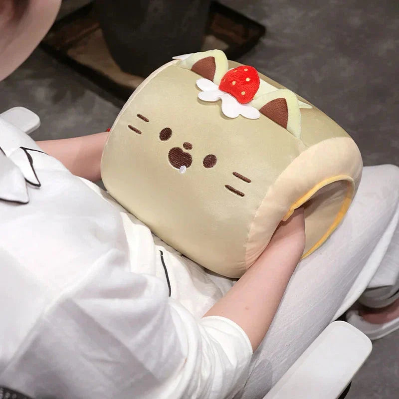 BowLift | Soft Cat Swiss Roll Cake Handwarmer Plush with Blanket