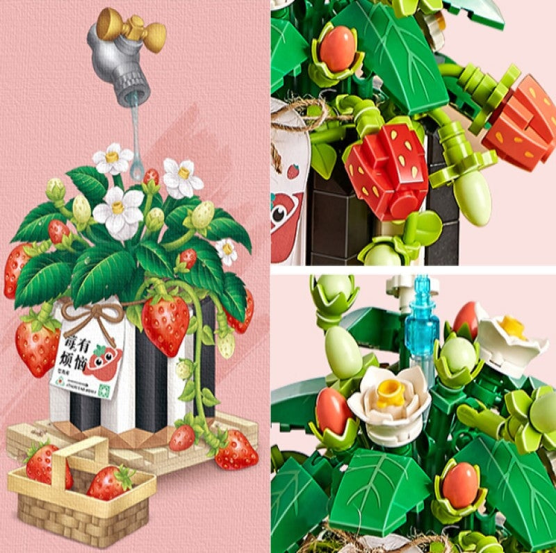 BowLift | Strawberry Pot & Red Flower Micro Building Blocks