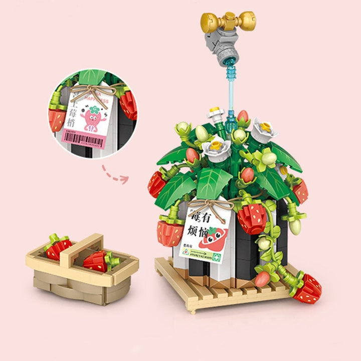 BowLift | Strawberry Pot & Red Flower Micro Building Blocks