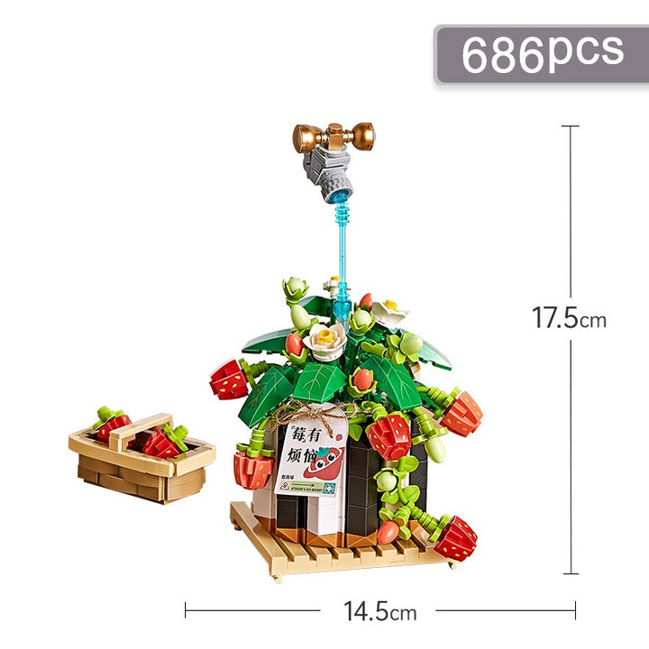 BowLift | Strawberry Pot & Red Flower Micro Building Blocks