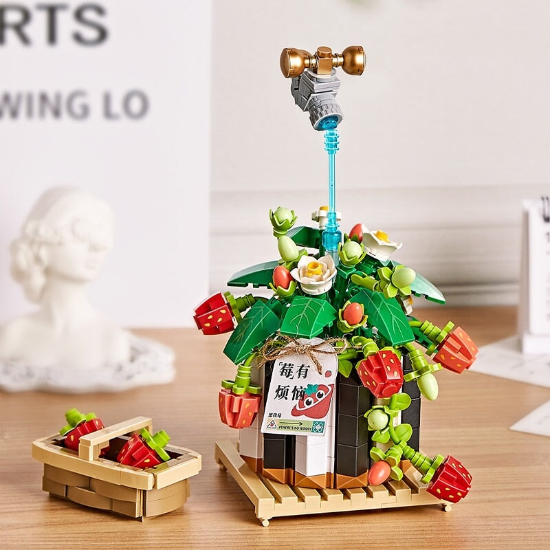 BowLift | Strawberry Pot & Red Flower Micro Building Blocks