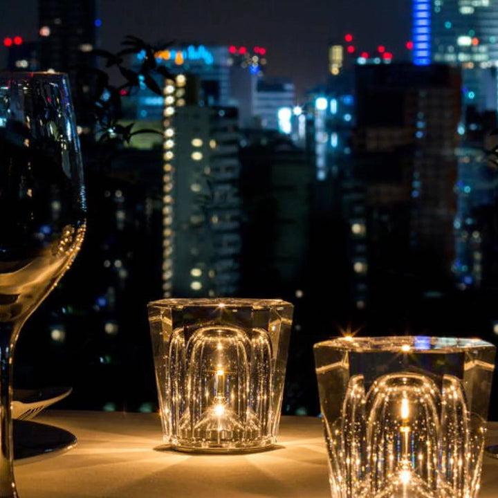 BowLift | Crystal Table Lamp VÉLORIA | Diamond Look & 360° Light Play | Wireless & USB Rechargeable | Up to 12 hrs. Light Duration
