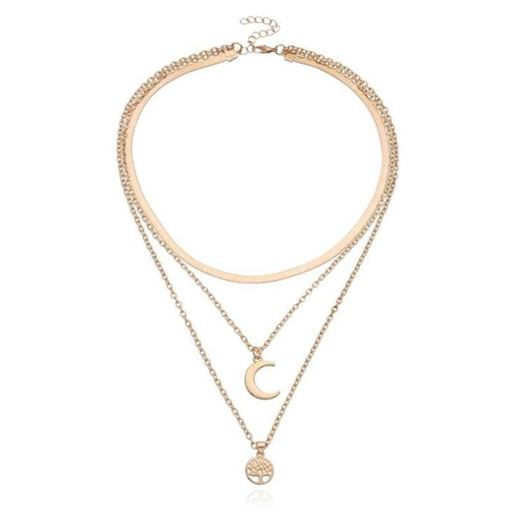 Selestina Tree of Life & Half Moon Luxury Multilayer Necklace Bowlift
