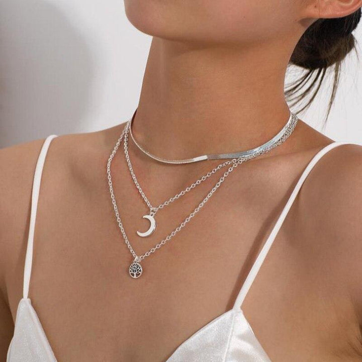 Selestina Tree of Life & Half Moon Luxury Multilayer Necklace Bowlift
