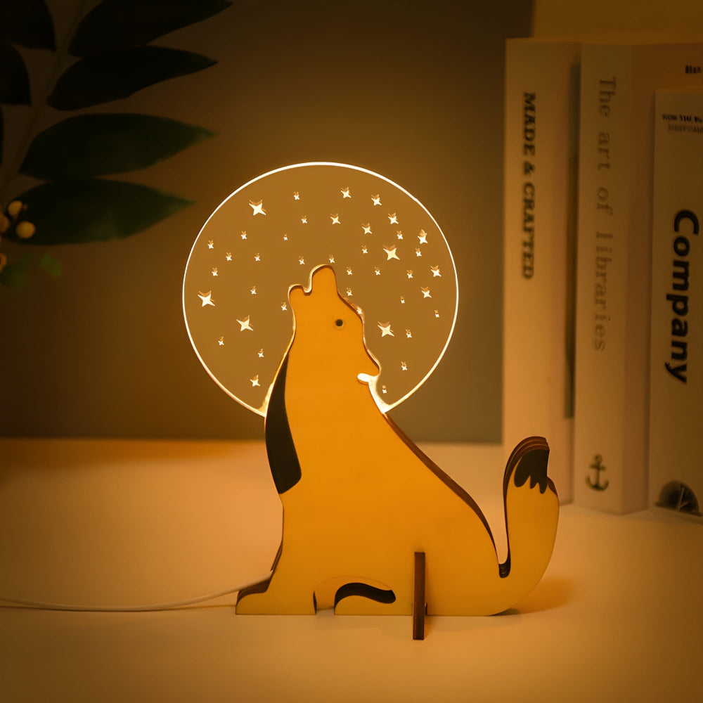 BowLift | Wooden Animal Table Lamp – Cute Decorative Night Light for Kids’ Rooms