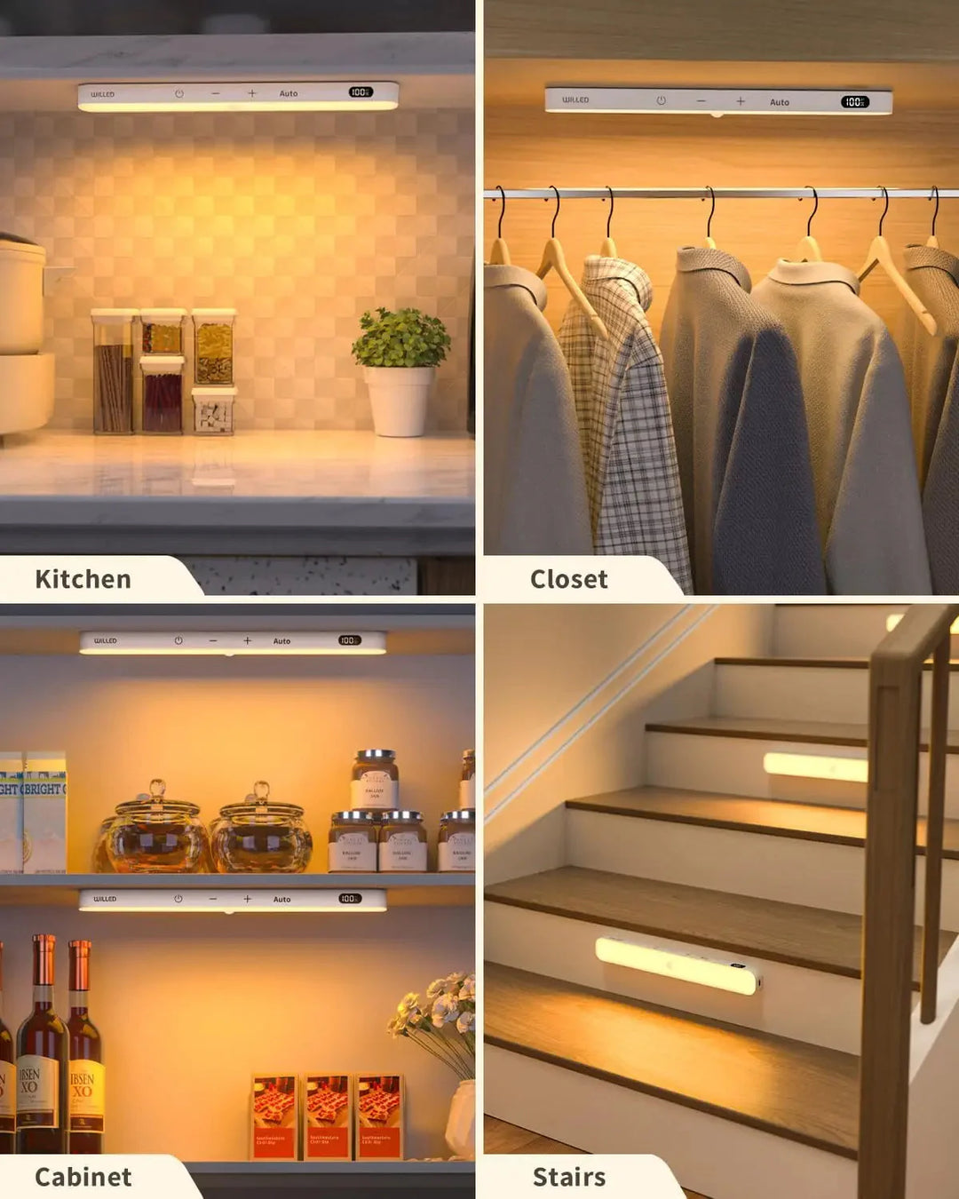 Kitchen Motion Sensor Light Indoor Battery Display 60 LED Touch Light Bar | Bowlift