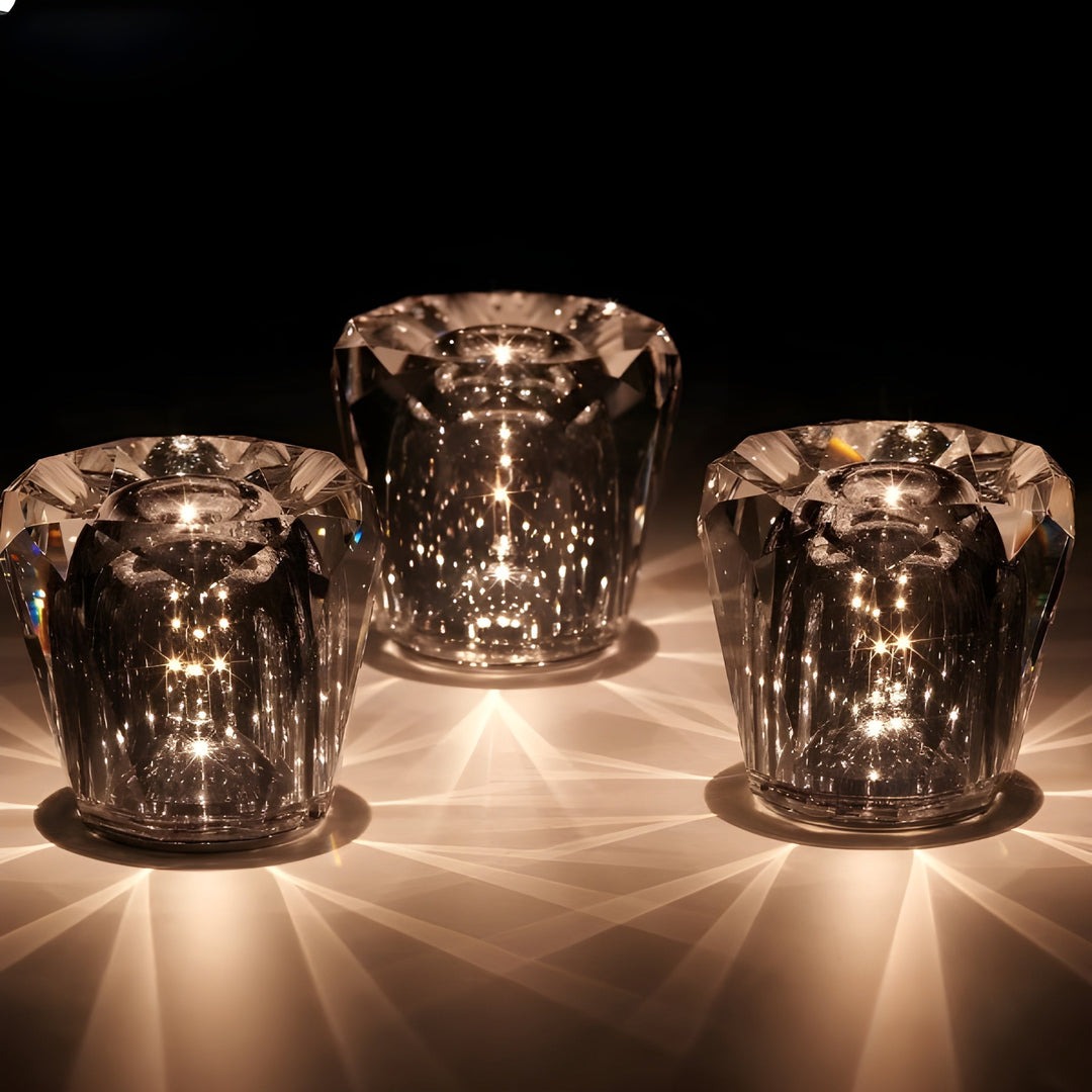 BowLift | Crystal Table Lamp VÉLORIA | Diamond Look & 360° Light Play | Wireless & USB Rechargeable | Up to 12 hrs. Light Duration