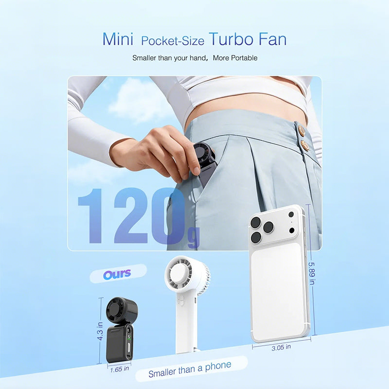 Foldable Handheld Turbo Mini Portable Fan | Bowlift