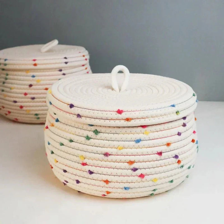 BowLift | Large storage basket made of cotton rope with lid