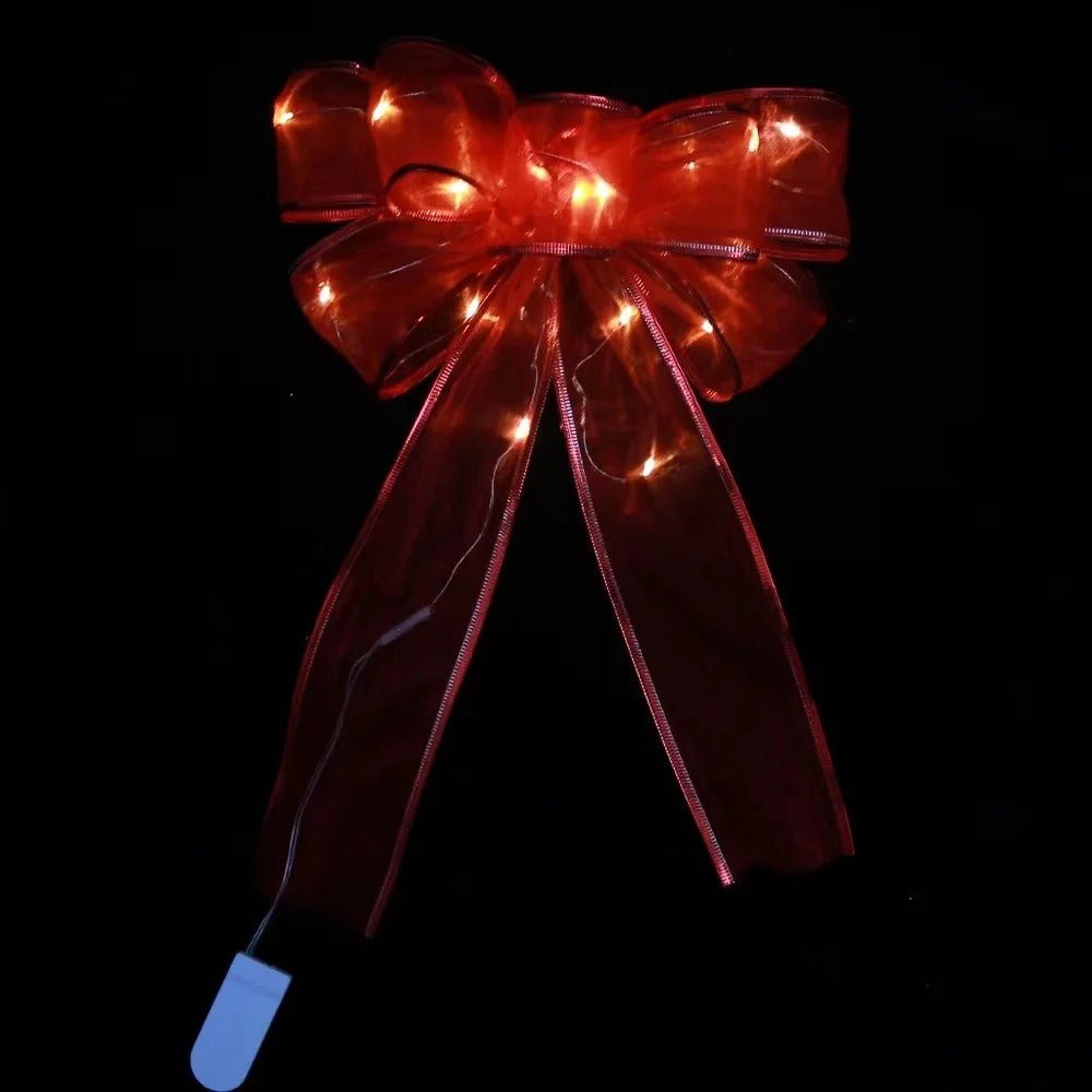 BowLift | Large Printed Light Up Christmas Bow - Christmas Tree Hanging Decoration Light up Christmas Bows