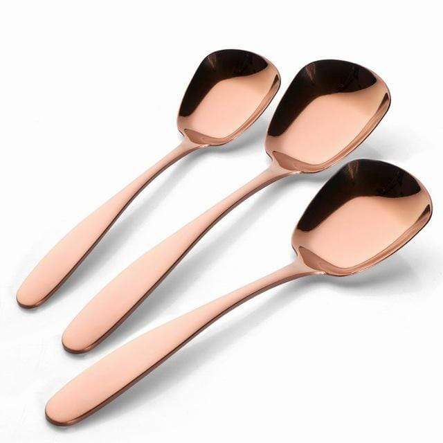 BowLift | Lepeluxe – 3-piece Stainless Steel Serving Spoon Set with Flat Bottom