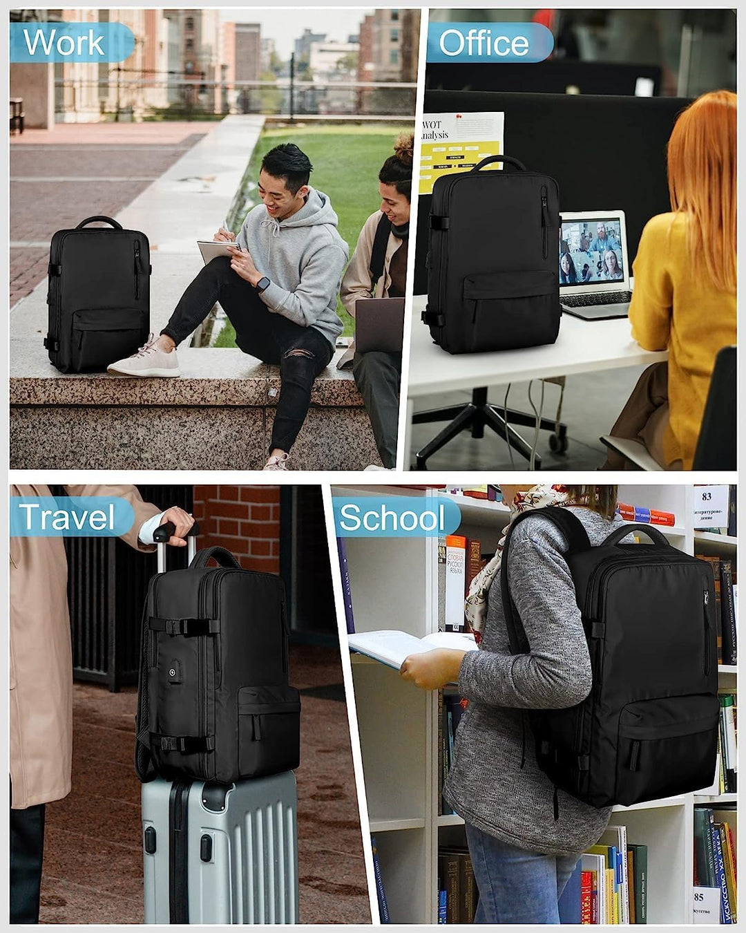 Waterproof Travel Backpack with Shoe Compartment & USB Port – 14" Laptop Fit | Bowlift