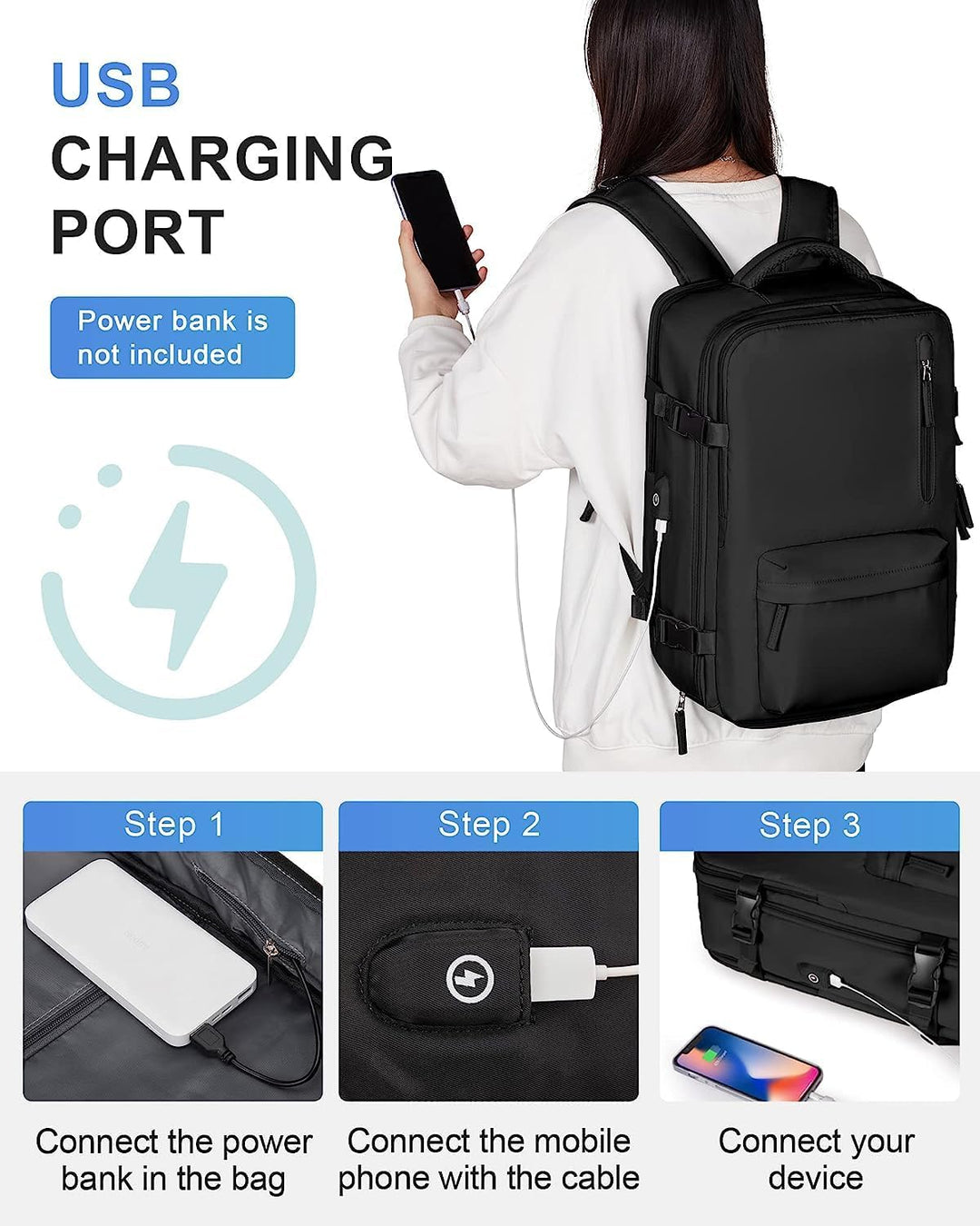 Waterproof Travel Backpack with Shoe Compartment & USB Port – 14" Laptop Fit | Bowlift