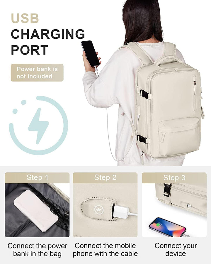 Waterproof Travel Backpack with Shoe Compartment & USB Port – 14" Laptop Fit | Bowlift