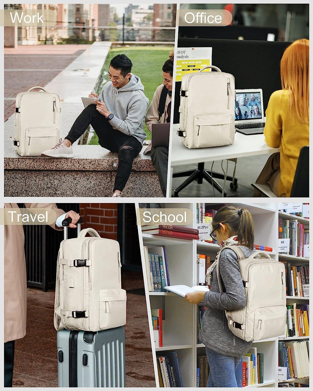 Waterproof Travel Backpack with Shoe Compartment & USB Port – 14" Laptop Fit | Bowlift