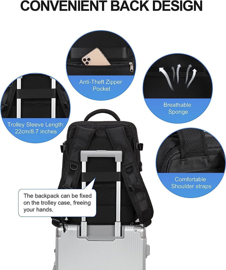 Waterproof Travel Backpack with Shoe Compartment & USB Port – 14" Laptop Fit | Bowlift