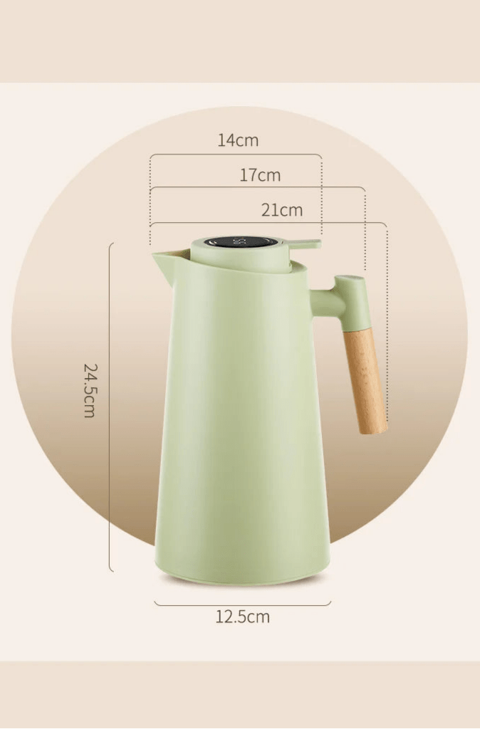 BowLift | Lattea – Thermal Jug with Temperature Display, Leak-Proof Design & Wooden Handle