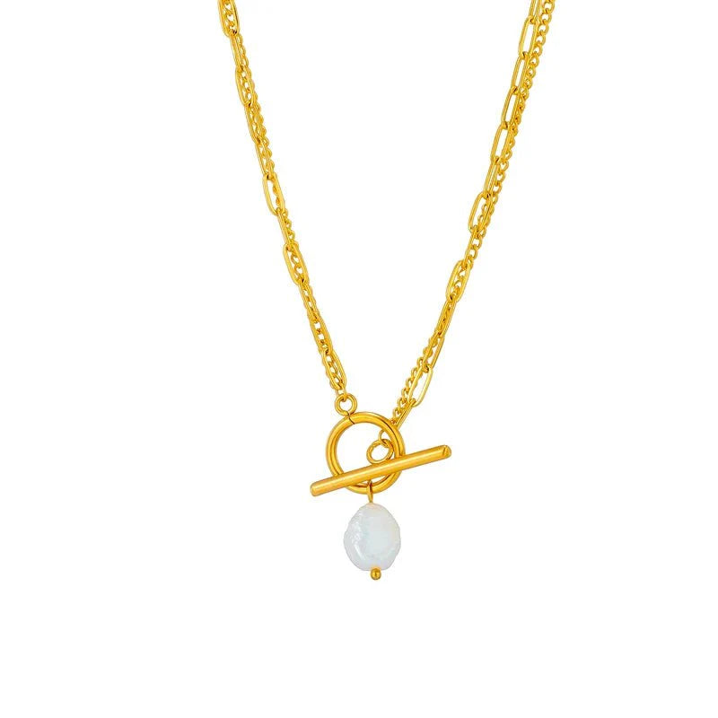 BowLift | Layered Pearl Circle Clasp Necklace