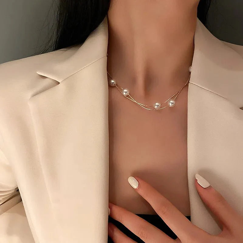 BowLift | Layered Pearl Classy Choker Necklace