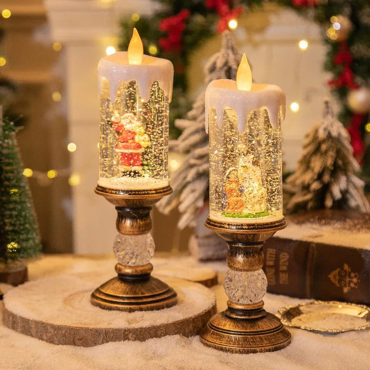 BowLift | LED Christmas Candle Lights with Dreamy Snowflake Music Box