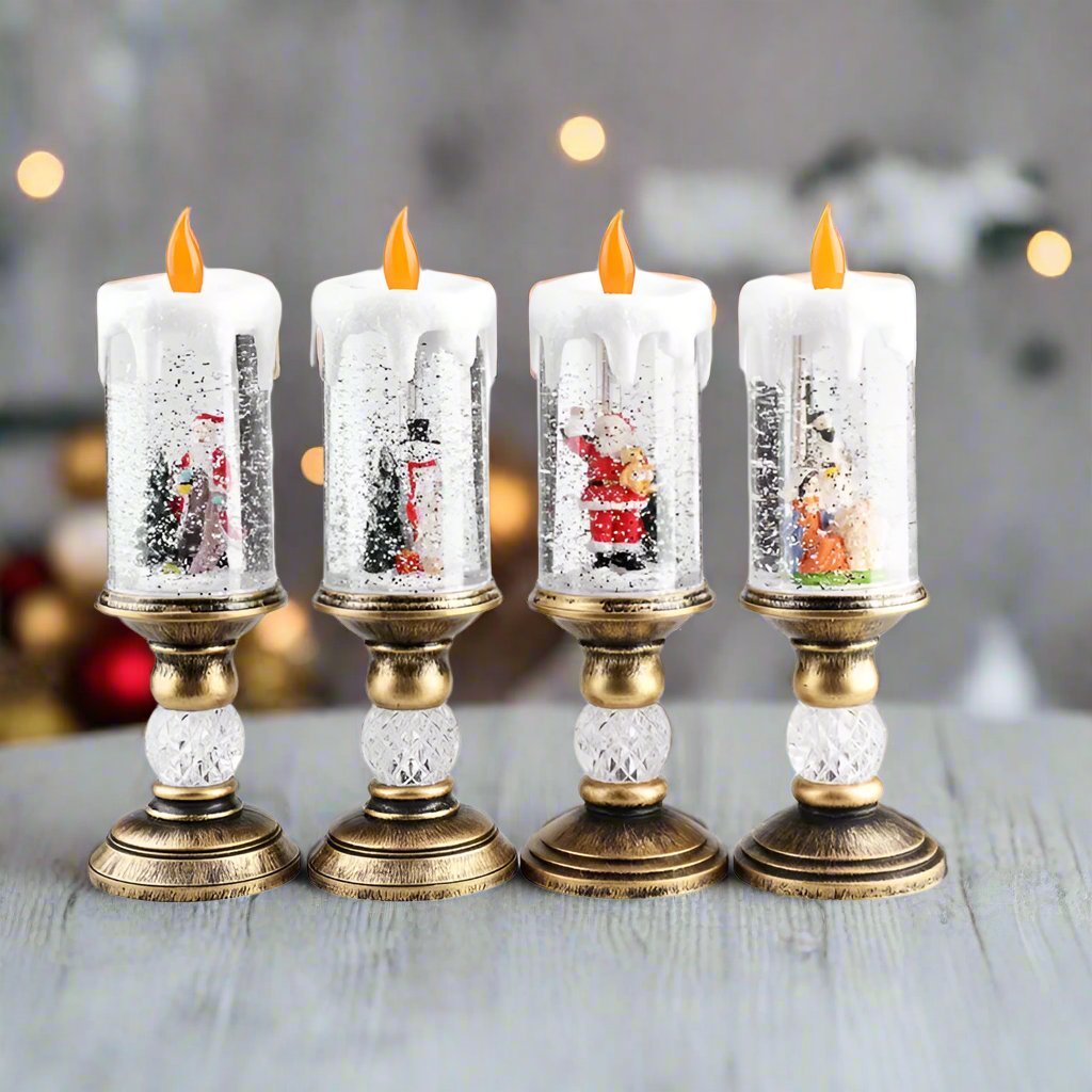 BowLift | LED Christmas Candle Lights with Dreamy Snowflake Music Box