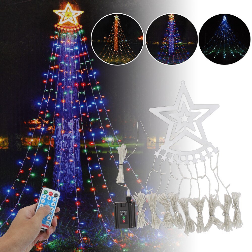 BowLift | Led Five-Pointed Star Waterfall Mountable Christmas Tree Light for Yard Outdoor Deco
