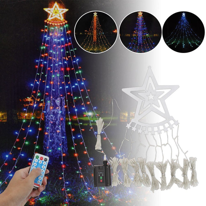 BowLift | Led Five-Pointed Star Waterfall Mountable Christmas Tree Light for Yard Outdoor Deco