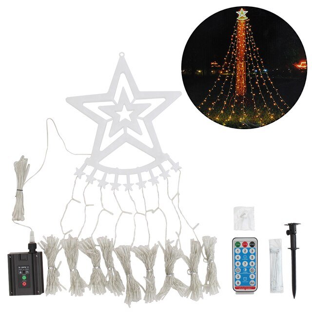 BowLift | Led Five-Pointed Star Waterfall Mountable Christmas Tree Light for Yard Outdoor Deco