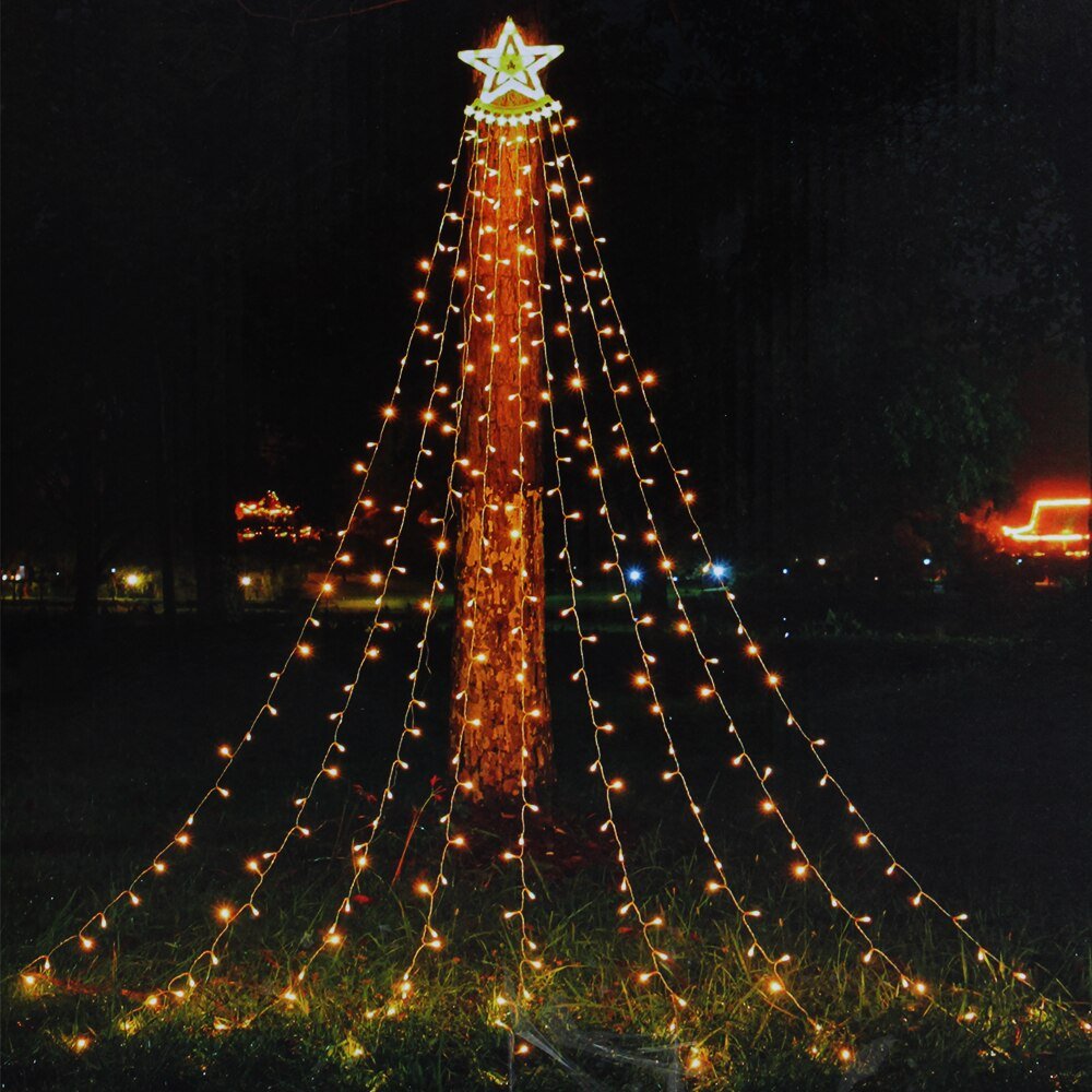 BowLift | Led Five-Pointed Star Waterfall Mountable Christmas Tree Light for Yard Outdoor Deco