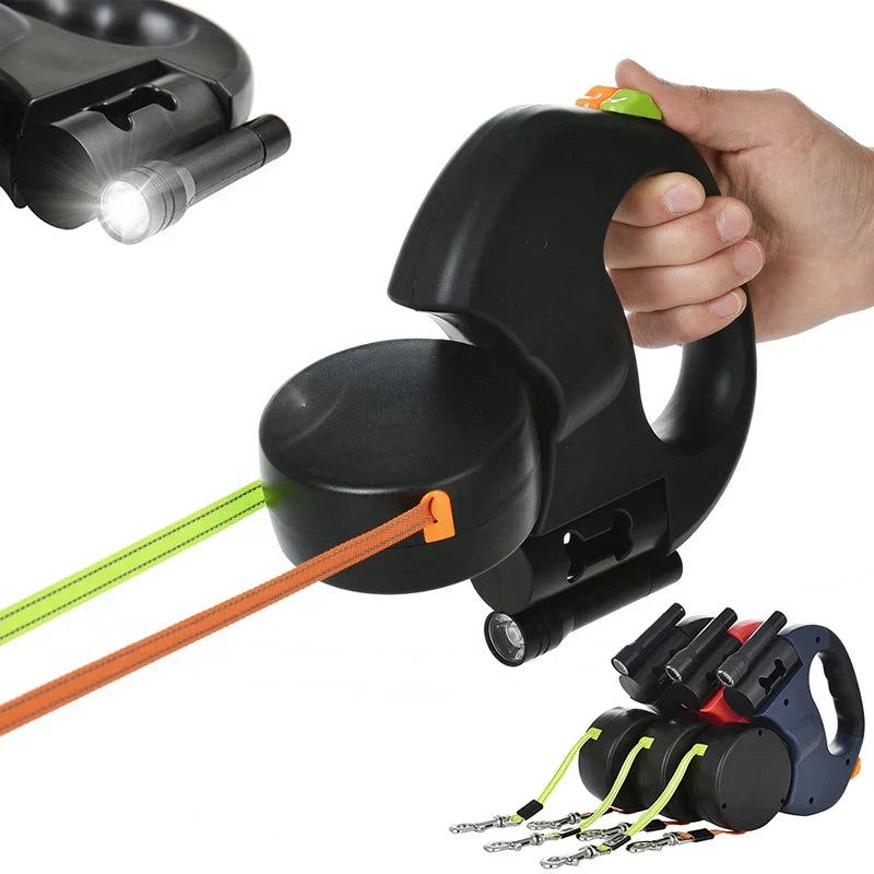 DuoLijn LED Dual Retractable Leash for Dogs and Cats with 360° Rotation Mechanism 3 Meters | Bowlift