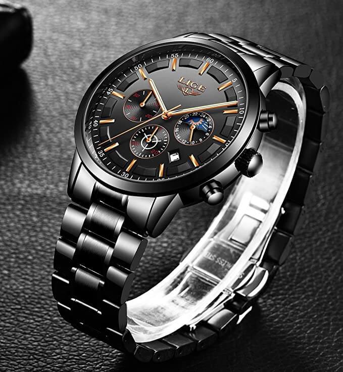 BowLift | Military Black Steel Watch – Elegant Stainless Steel Men’s Wristwatch with Waterproof Design