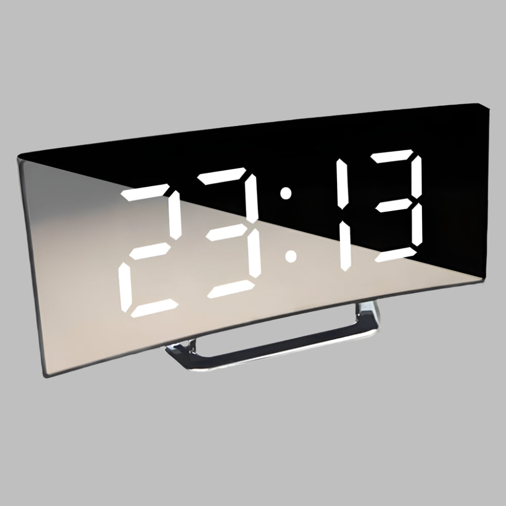 BowLift | Curved LED Alarm Clock | Compact Design with Snooze Function for Bedroom or Study Use