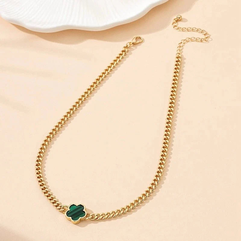 BowLift | Lucky Clover Cuban Chain Necklace and Bracelet Set