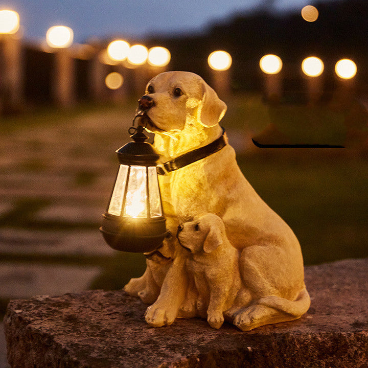 BowLift | LumiPup Solar-Powered Dog Statue with LED Lighting