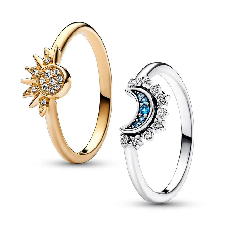 BowLift | HELIARA RING – Sterling Silver Crystal Ring with Sun & Moon Design