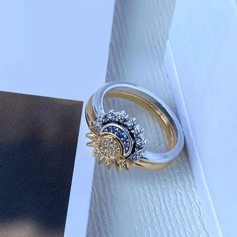 BowLift | HELIARA RING – Sterling Silver Crystal Ring with Sun & Moon Design