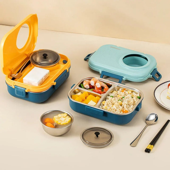 BowLift | LUNCHMATE – Stainless Steel Lunch Box with 3 Compartments for Fresh & Organized Meals