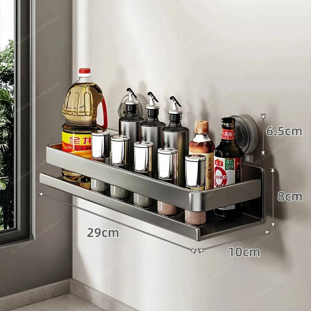 BowLift | Wall-Mounted Suction Cup Spice Rack Organizer for Kitchen Storage and Easy Access to Spices