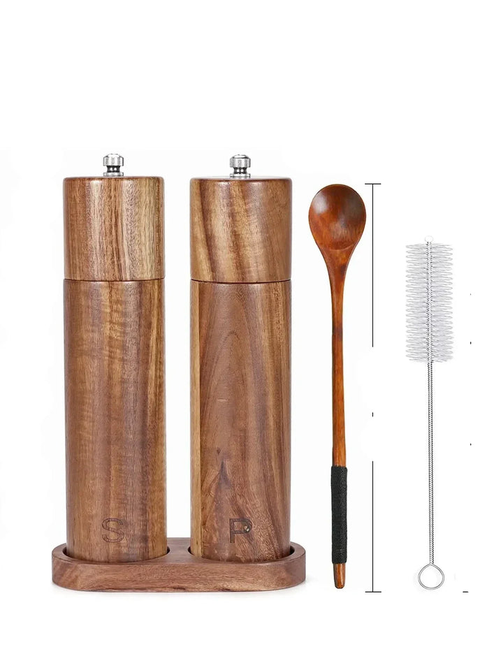 BowLift | Luxe Wooden Salt & Pepper Grinder Set with Tray - WoodSpice