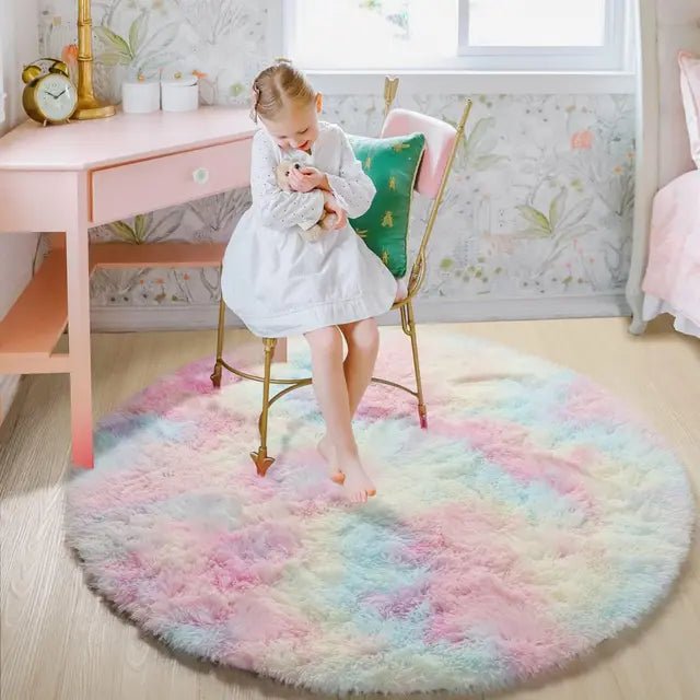 BowLift | Velvéri Luxe FluffyMat Rug | Ultra-soft round plush rug for cozy home and bedroom décor