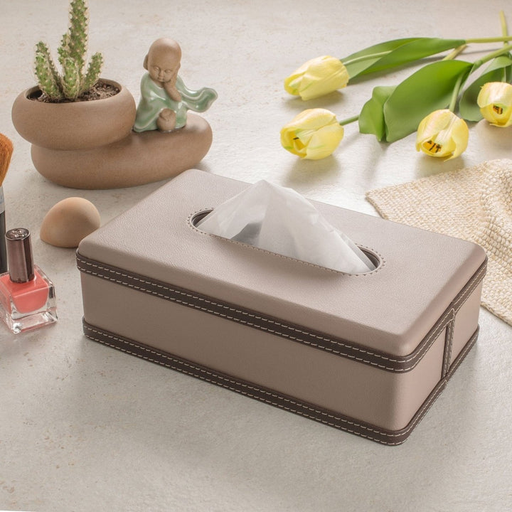 BowLift | LuxeTiera Leather Tissue Box Holder | Elegant handcrafted leatherite organizer for home, office, and car